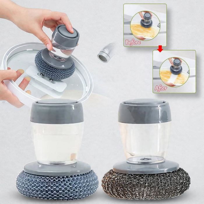 Soap Dispensing Palm Dish Brush – Kitchen Scrubber